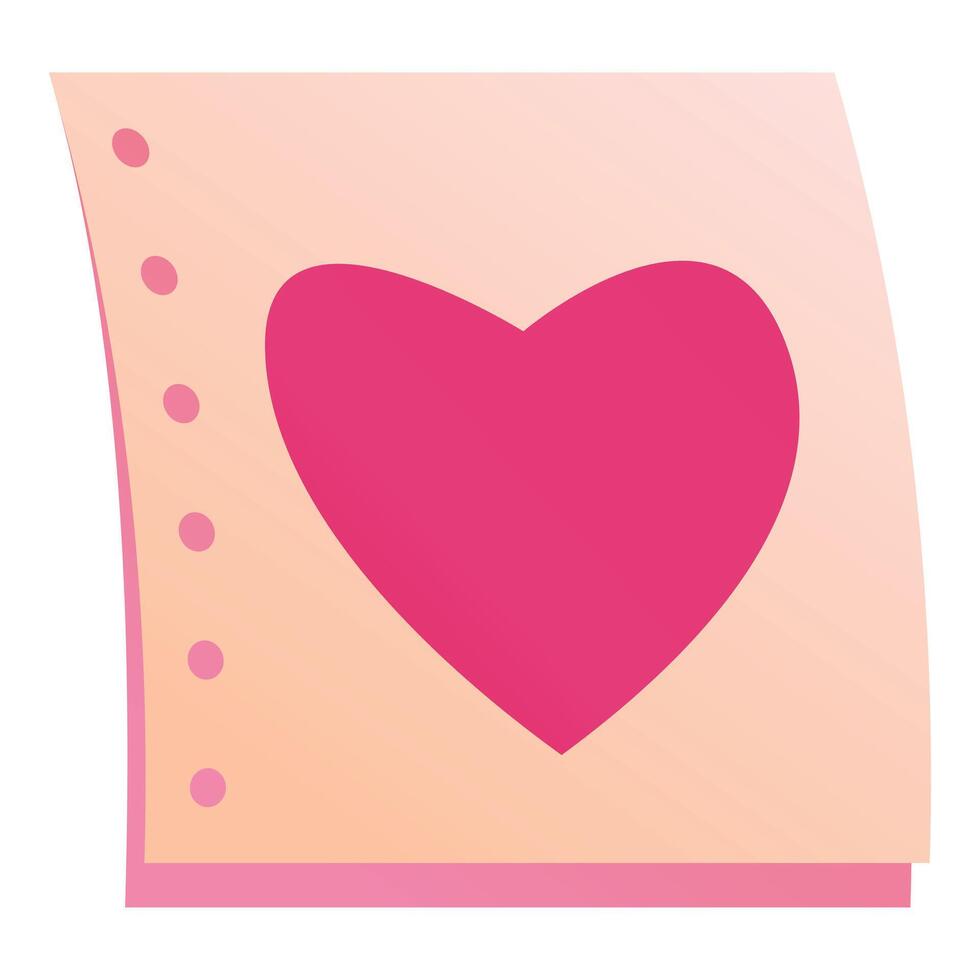 Pink paper note with heart showing romance vector