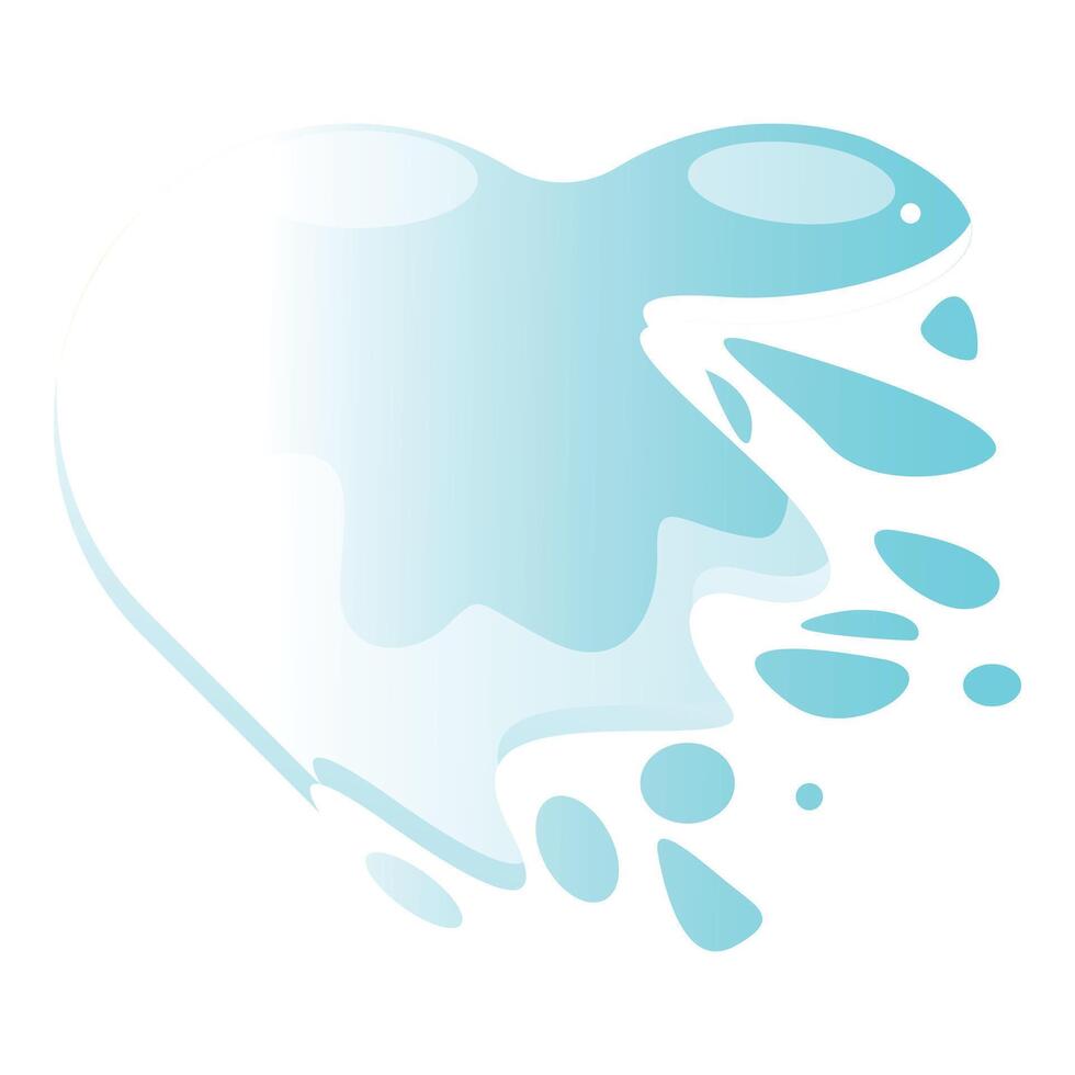 Blue liquid forming a heart shape with drops splashing vector