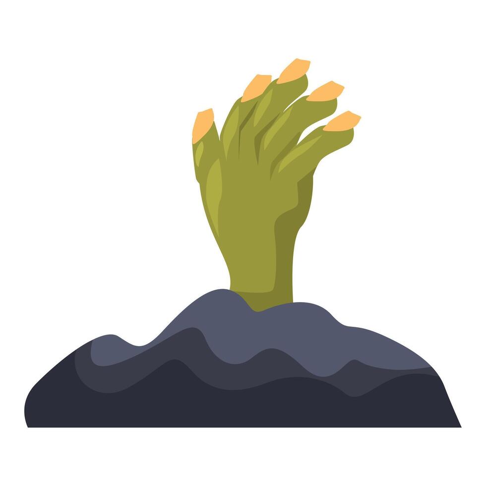 Green zombie hand reaching out of the ground vector