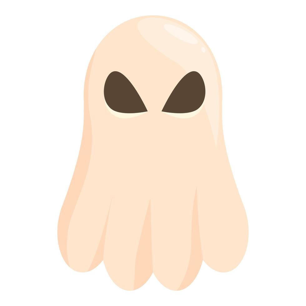 Cartoon ghost is floating with a curious expression on its face vector