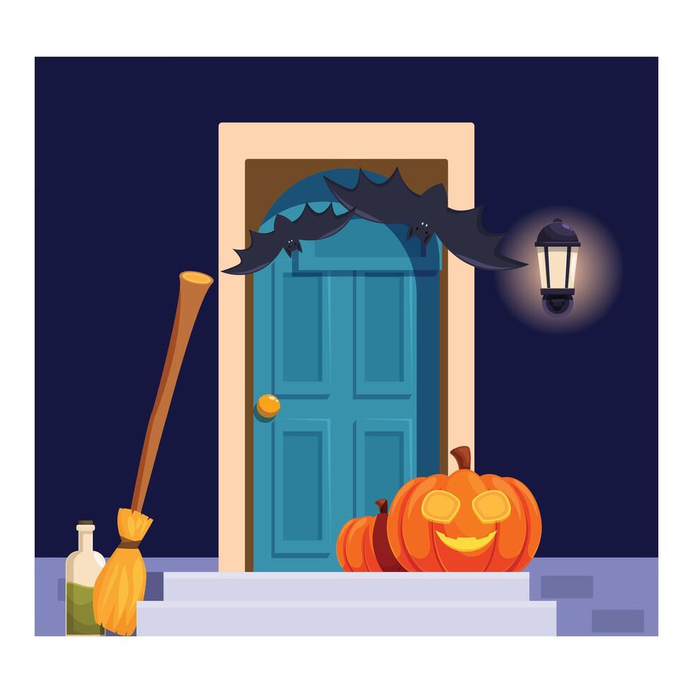 Spooky entrance is decorated for a halloween party vector