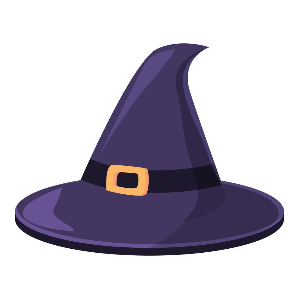 Classic pointy witch hat with buckle for halloween costume vector