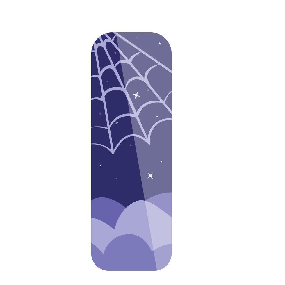 Letter i with spider web for halloween celebrating on night sky background vector