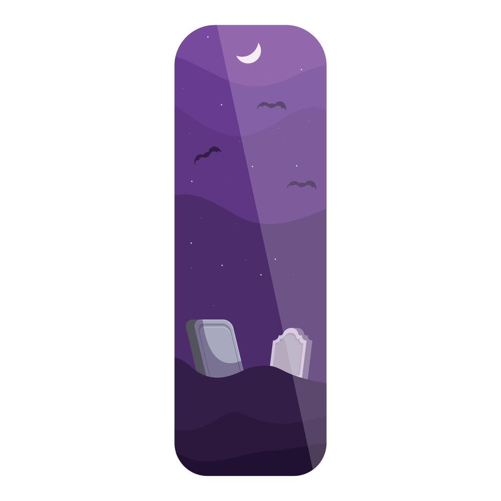 Bats flying over graveyard on halloween night vertical banner illustration vector
