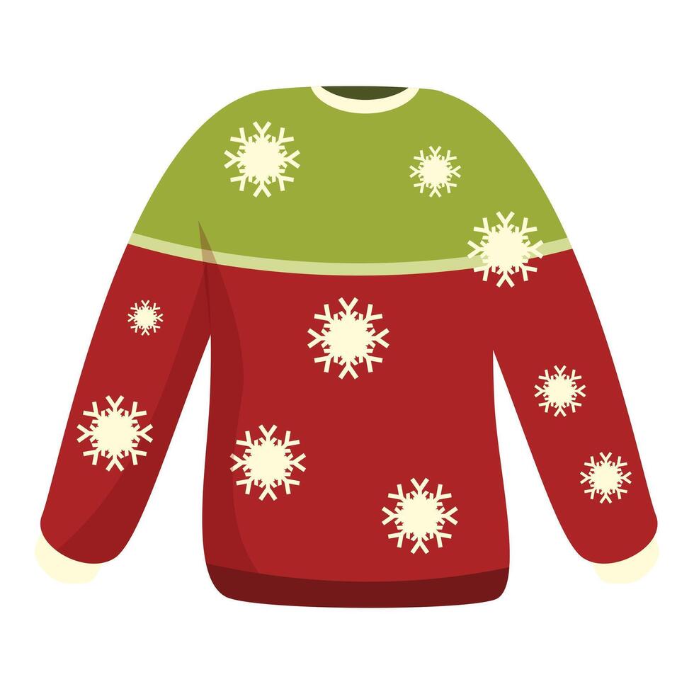 Red and green christmas jumper with snowflake pattern vector