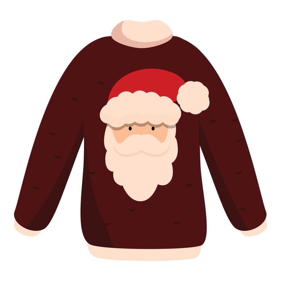 Red christmas sweater featuring smiling santa claus face vector