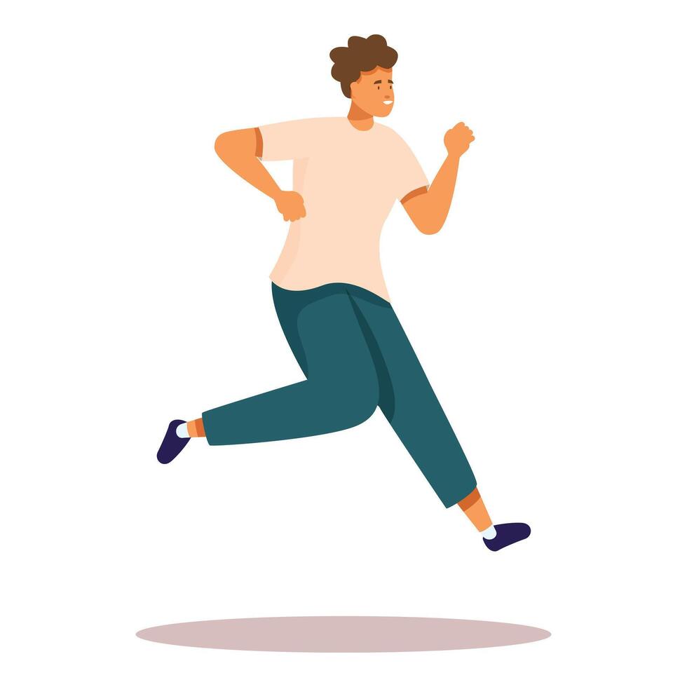Young man running in place wearing casual clothes vector