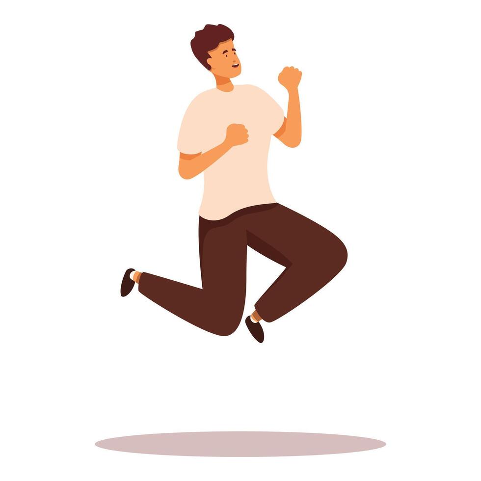 Happy young man jumping in the air celebrating success vector