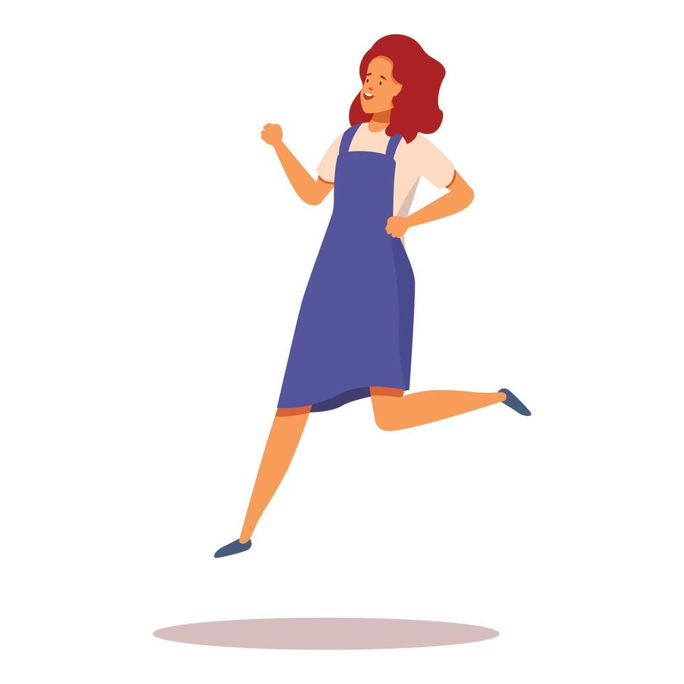 Energetic young woman running with a smile on her face vector