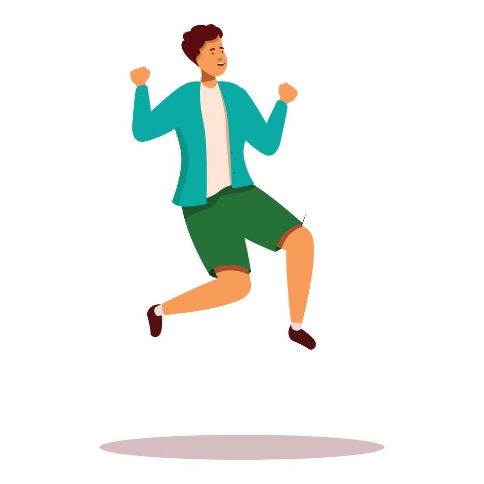 Happy man jumping celebrating victory with arms up vector