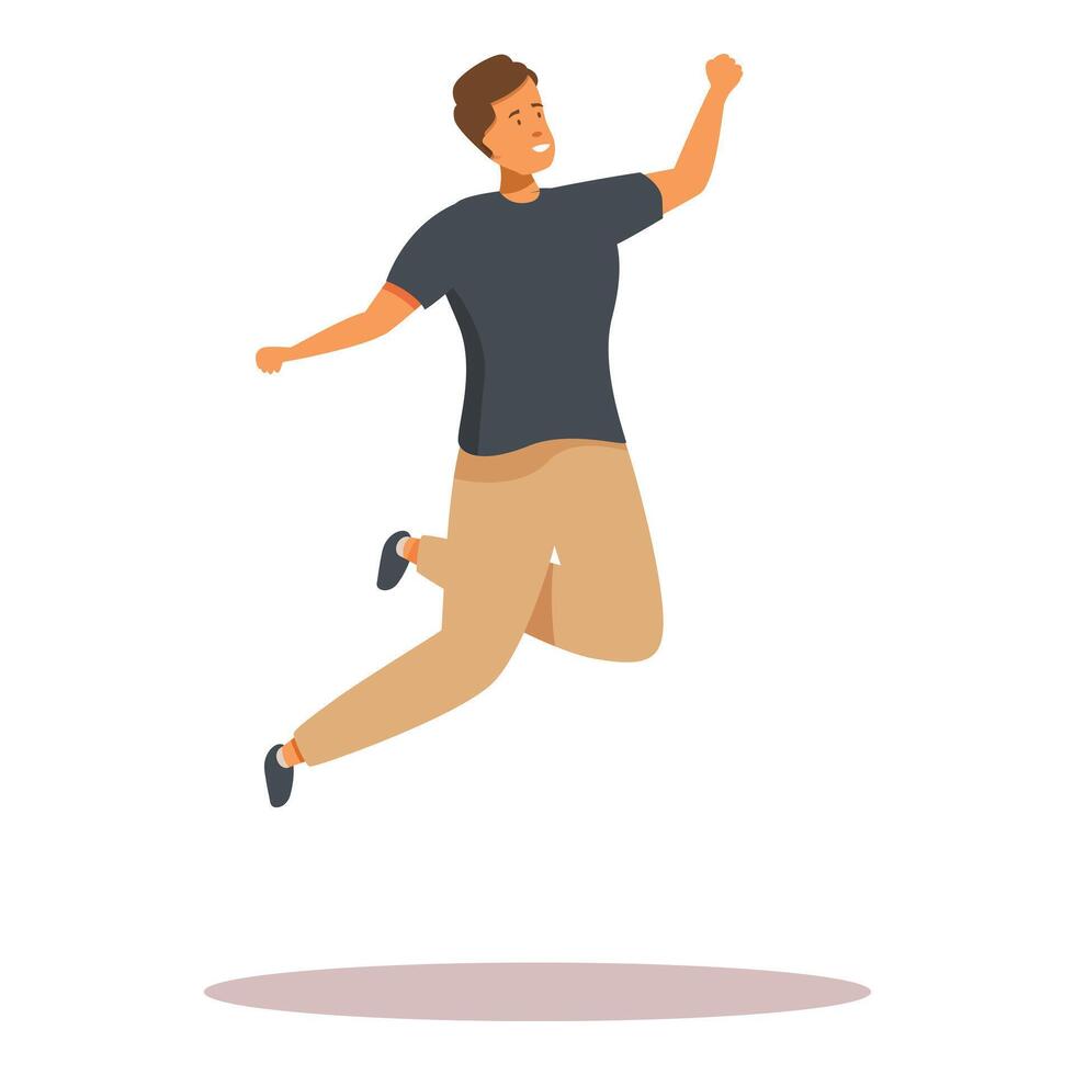 Young man jumping in the air expressing excitement and happiness vector
