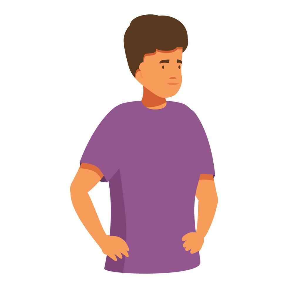 Young man standing with hands on hips looking right vector