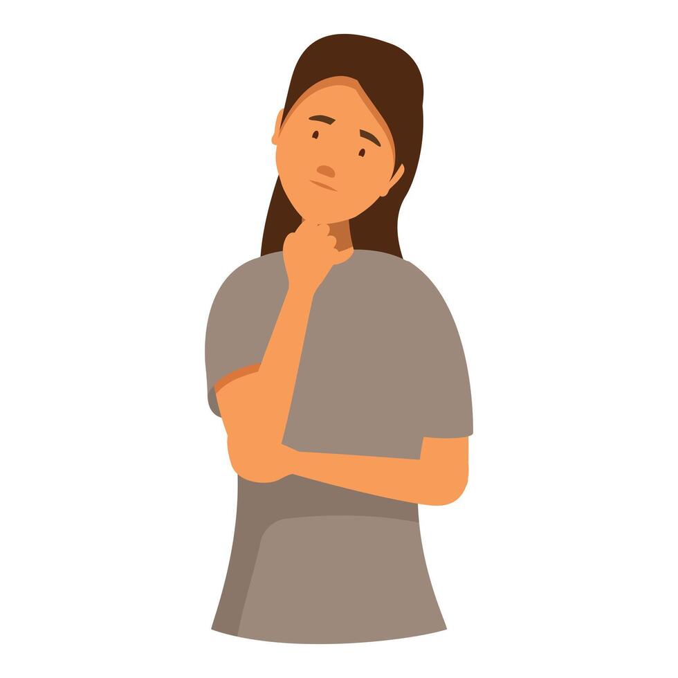 Young woman thinking deeply about problem solving vector