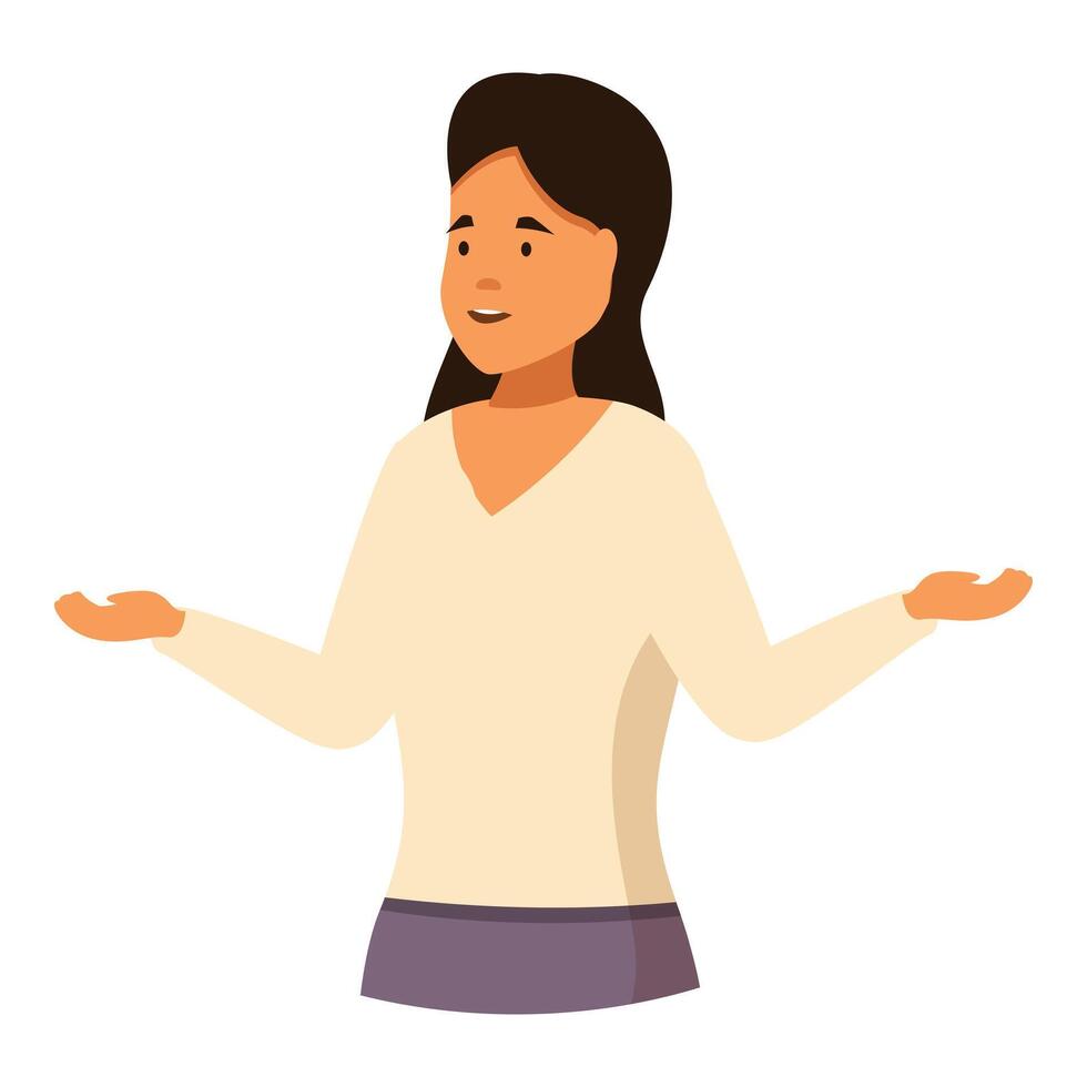 Business woman showing something with her hands and smiling vector