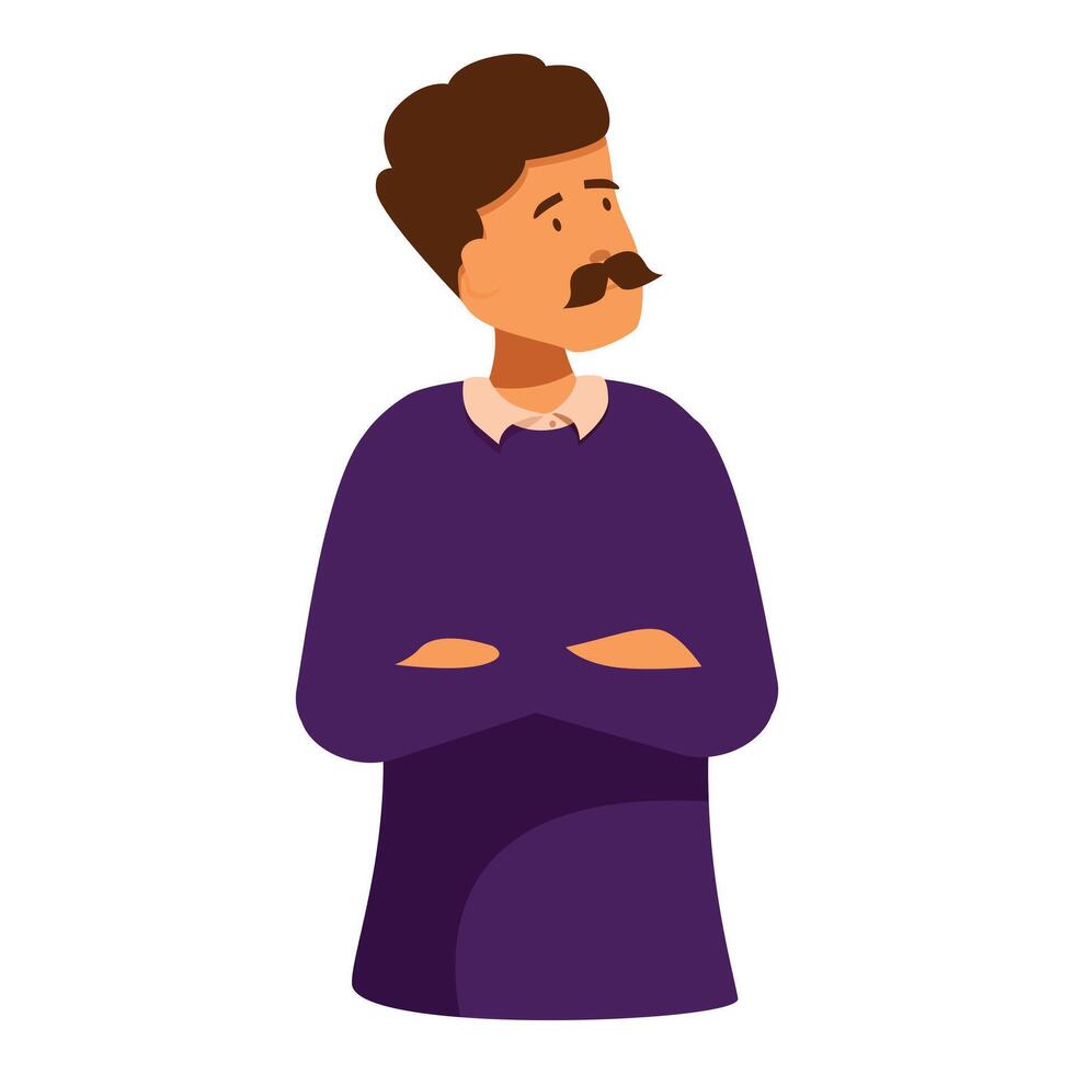Thoughtful man crossing arms and looking up illustration vector
