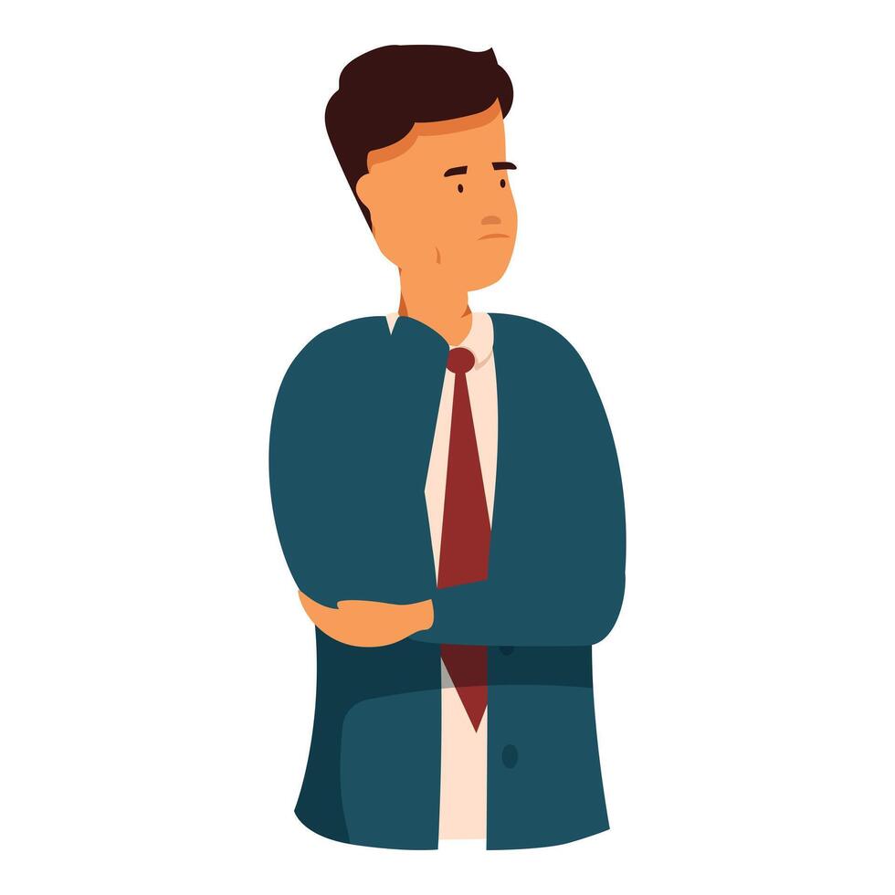 Thoughtful businessman looking up with arms crossed vector