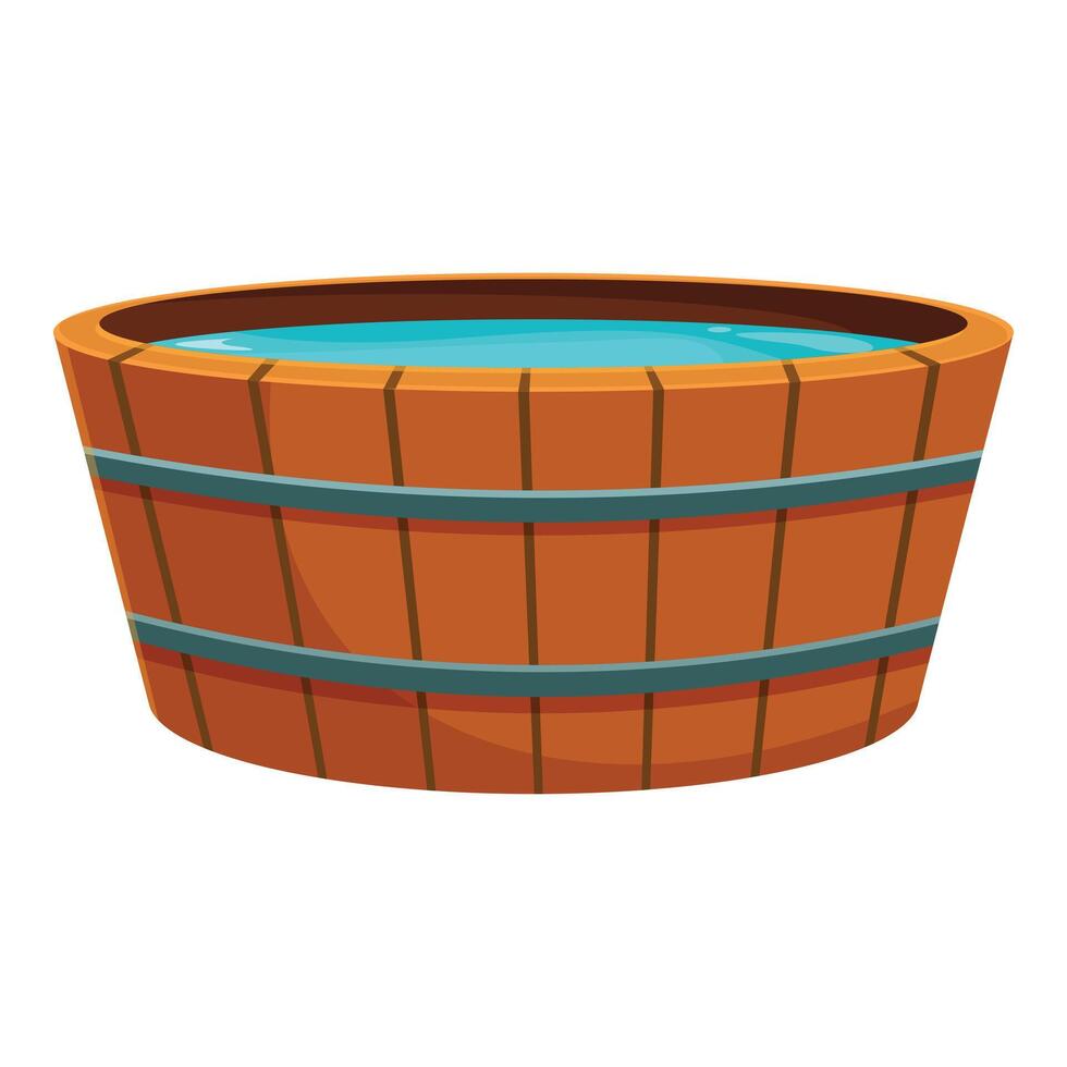 Wooden tub holding blue water vector