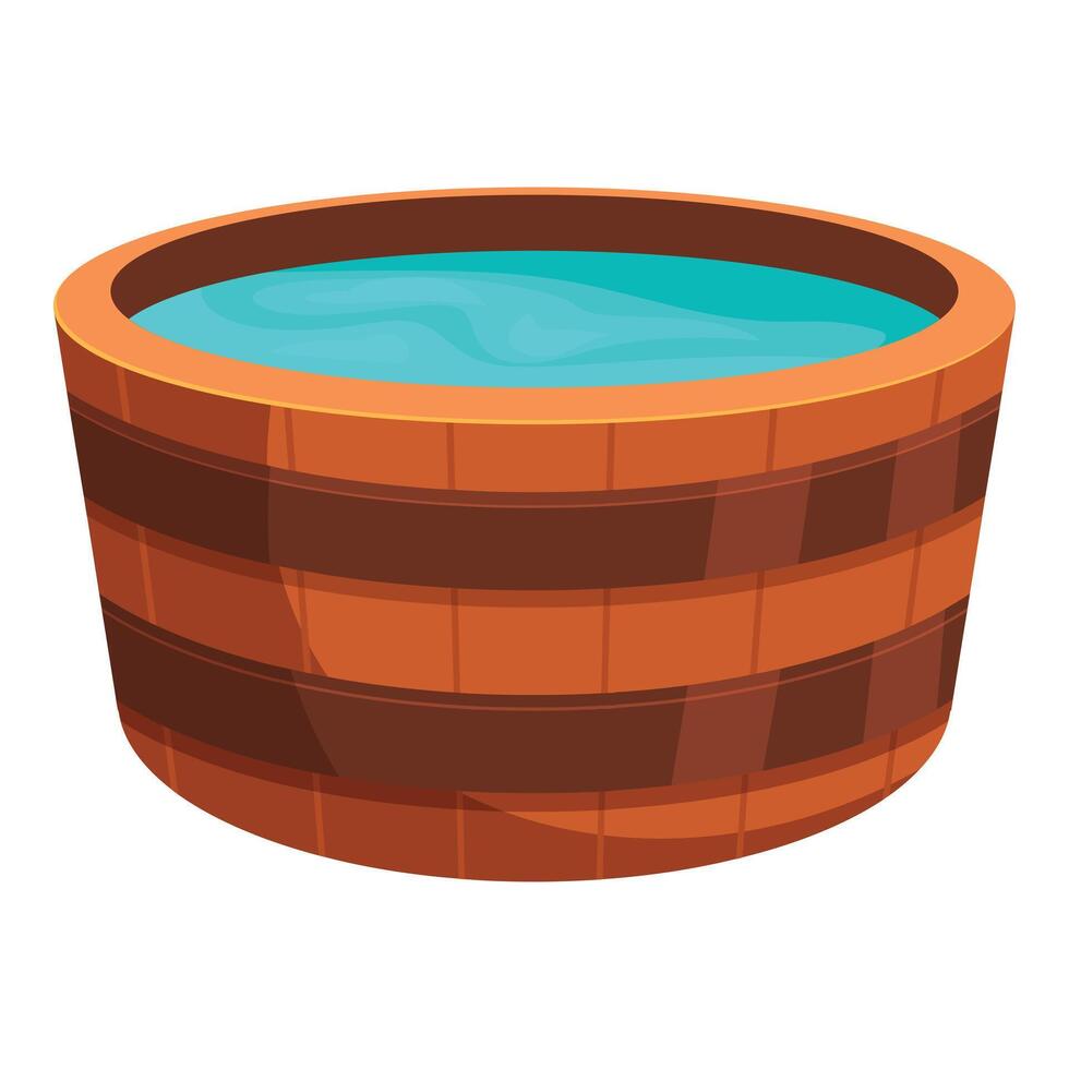 Wooden barrel holding water for irrigation and gardening vector