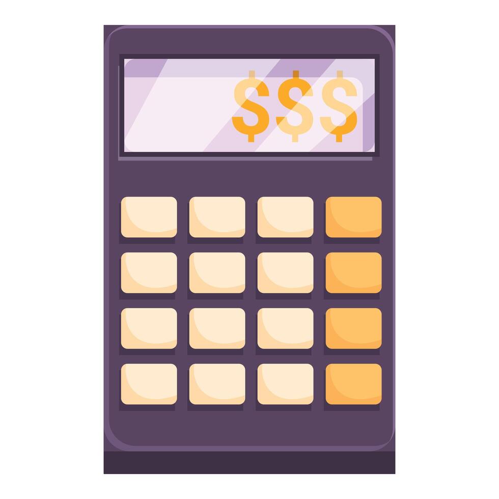 Calculator showing money icon on display for finance and accounting vector