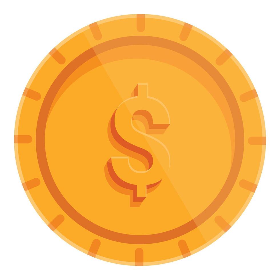 Golden coin showing dollar sign representing wealth and success vector