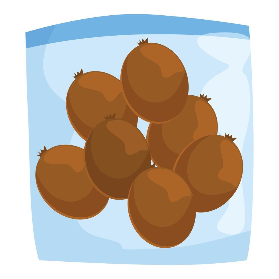Plastic bag containing multiple ripe kiwi fruits vector
