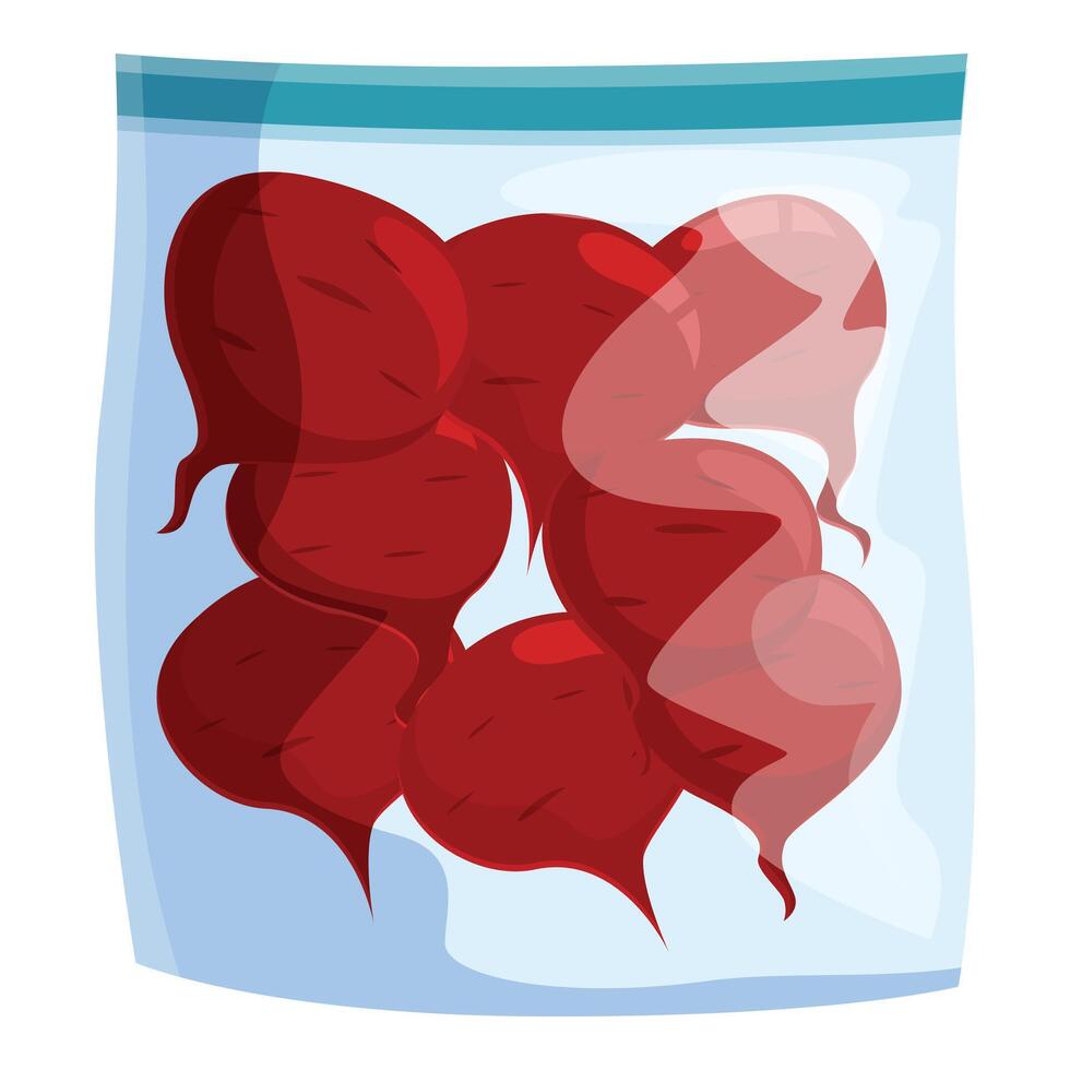 Plastic bag full of beetroots being preserved for winter vector
