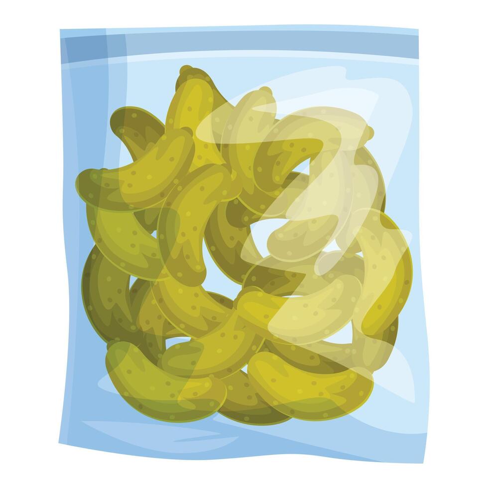 Vacuum sealed bag full of delicious pickled gherkin cucumbers vector