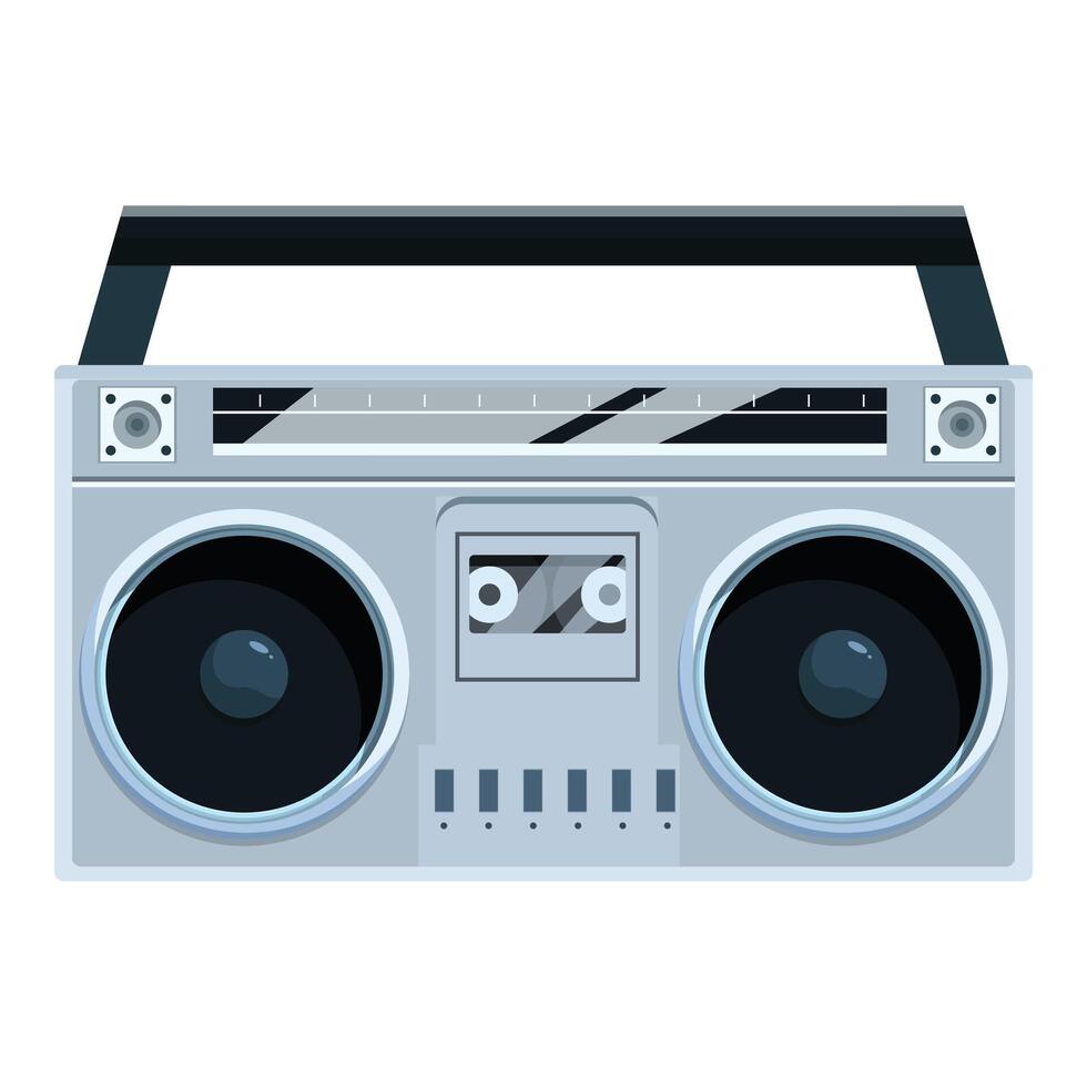 Retro style boombox playing music with cassette tape vector