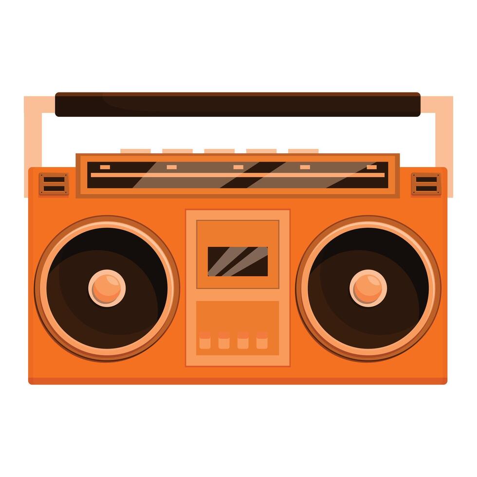 Orange boombox playing music with style and retro vibes vector