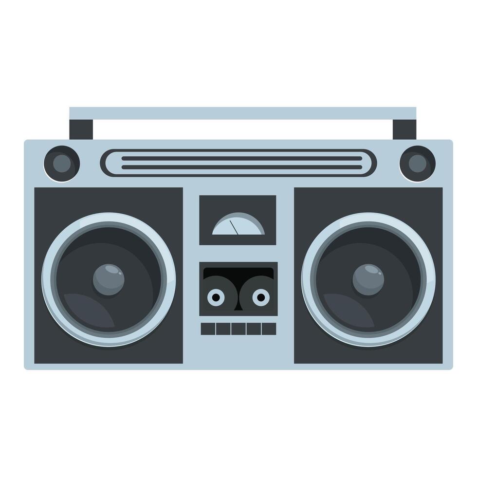 Gray boombox playing music with radio and cassette player vector