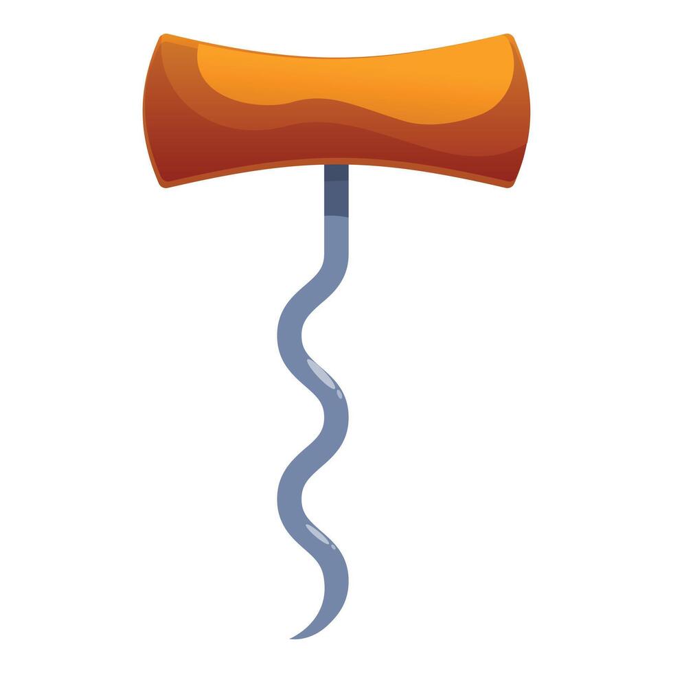 Classic corkscrew standing with wooden handle for wine bottle vector