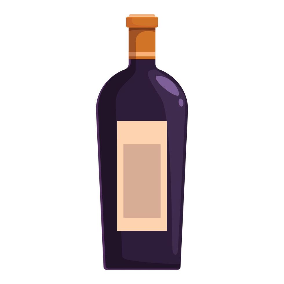 Dark glass wine bottle with blank label standing upright vector