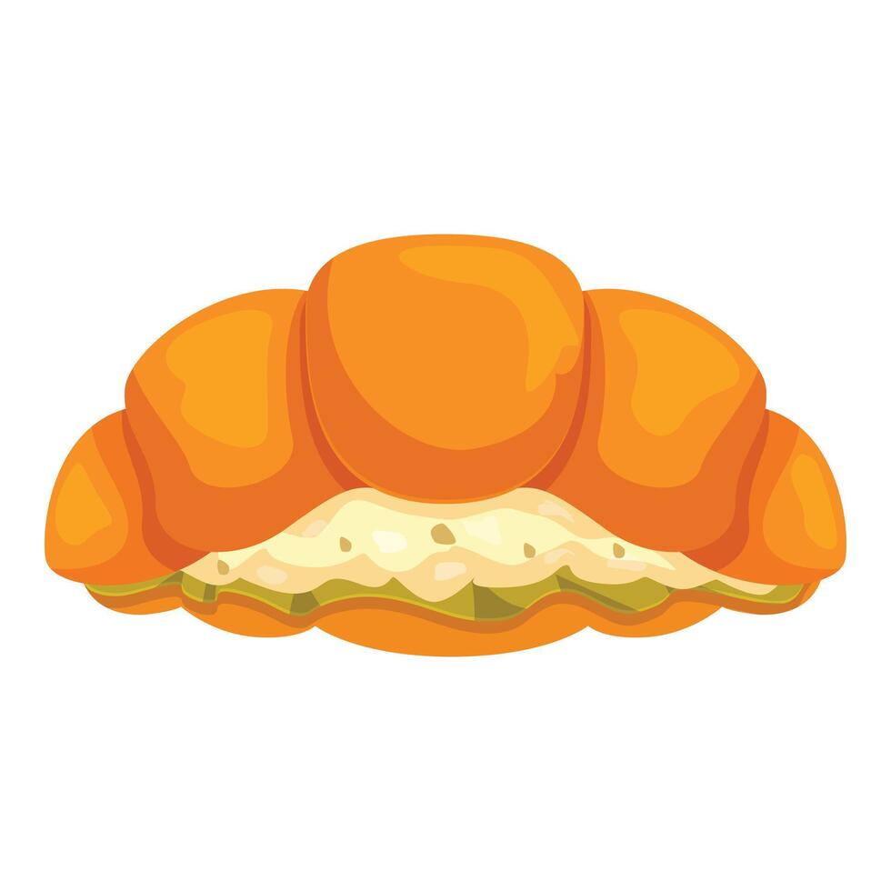 Delicious croissant filled with cream cheese and avocado for breakfast vector