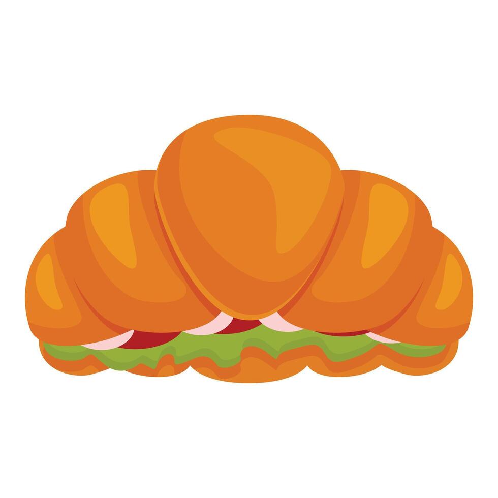Delicious croissant filled with fresh salad and vegetables for breakfast vector