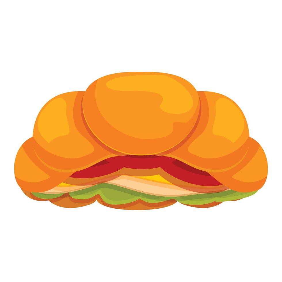 Delicious croissant sandwich filled with fresh ingredients vector
