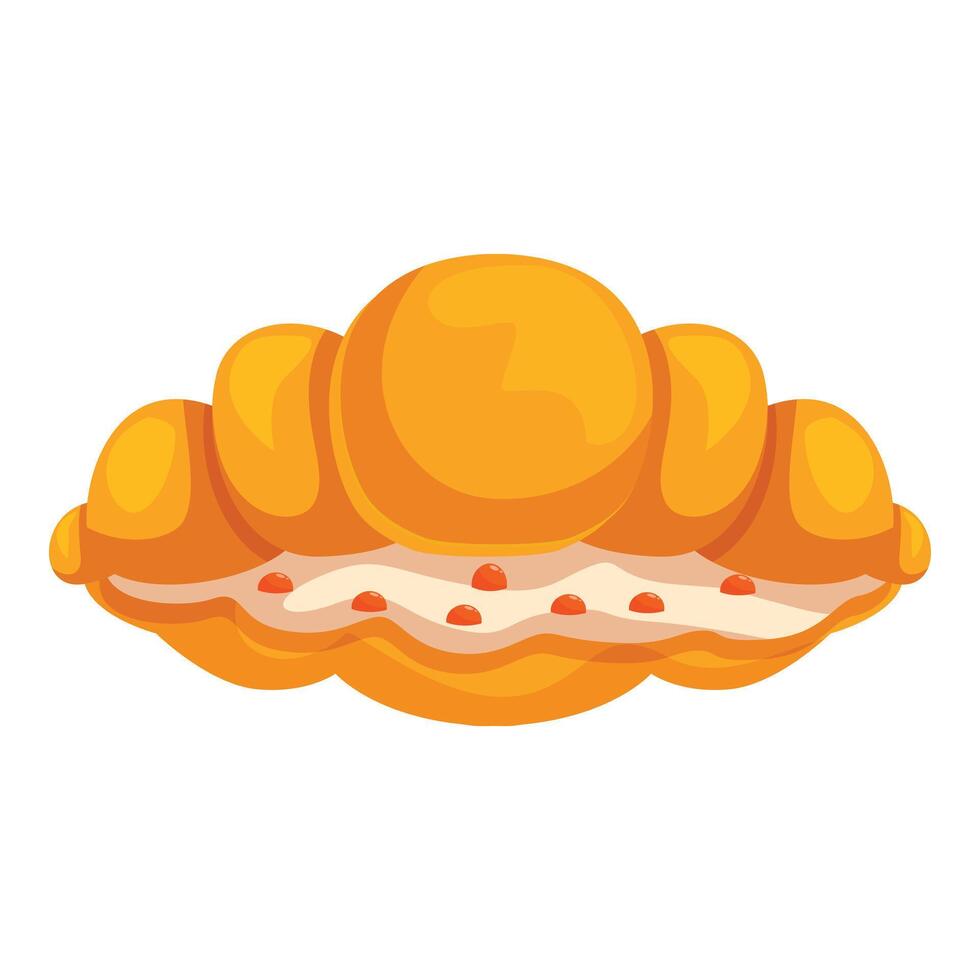 Delicious croissant filled with cream cheese and strawberries vector