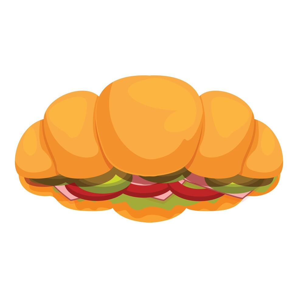 Delicious croissant sandwich filled with ham and vegetables vector