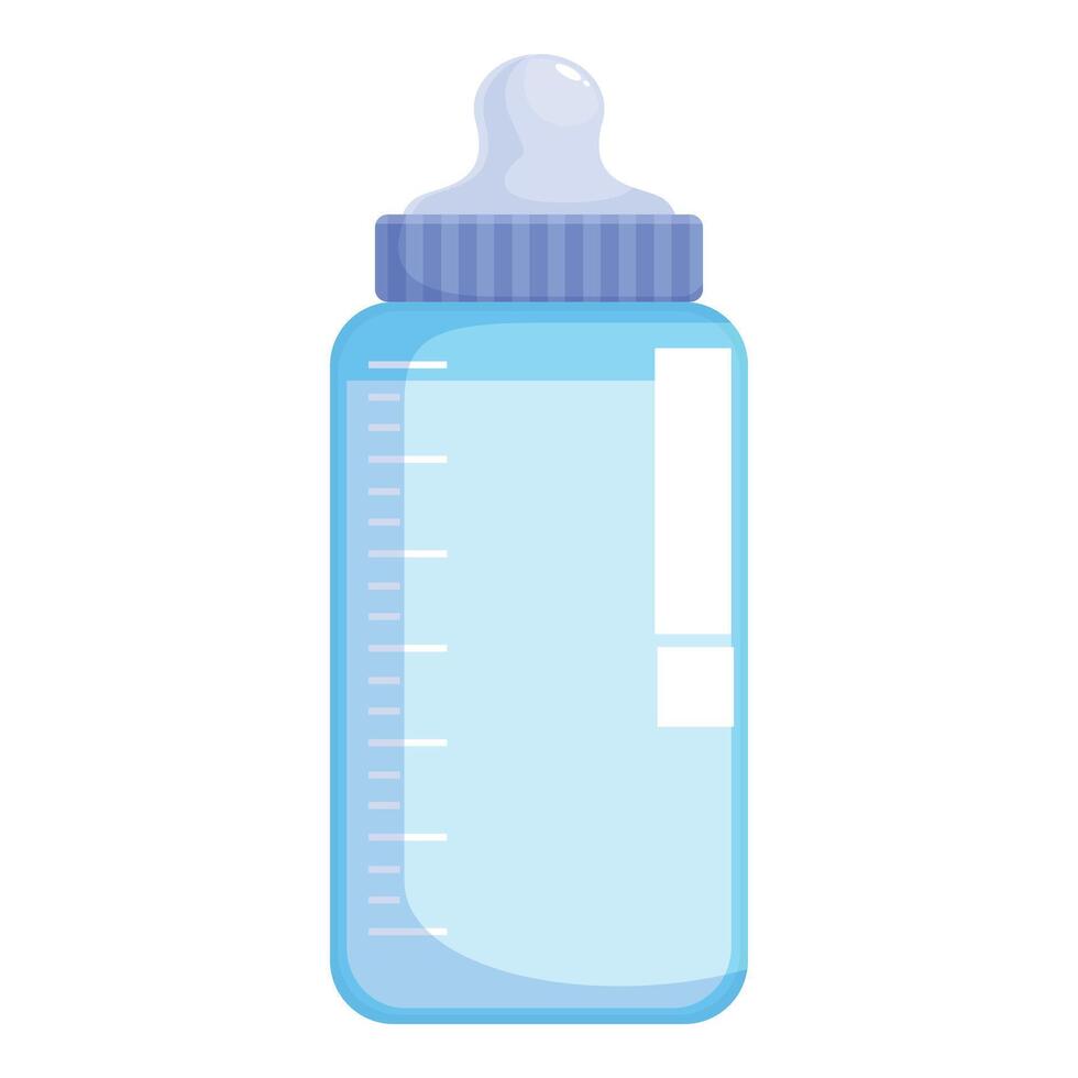 Blue baby bottle showing feeding formula with scale indication vector