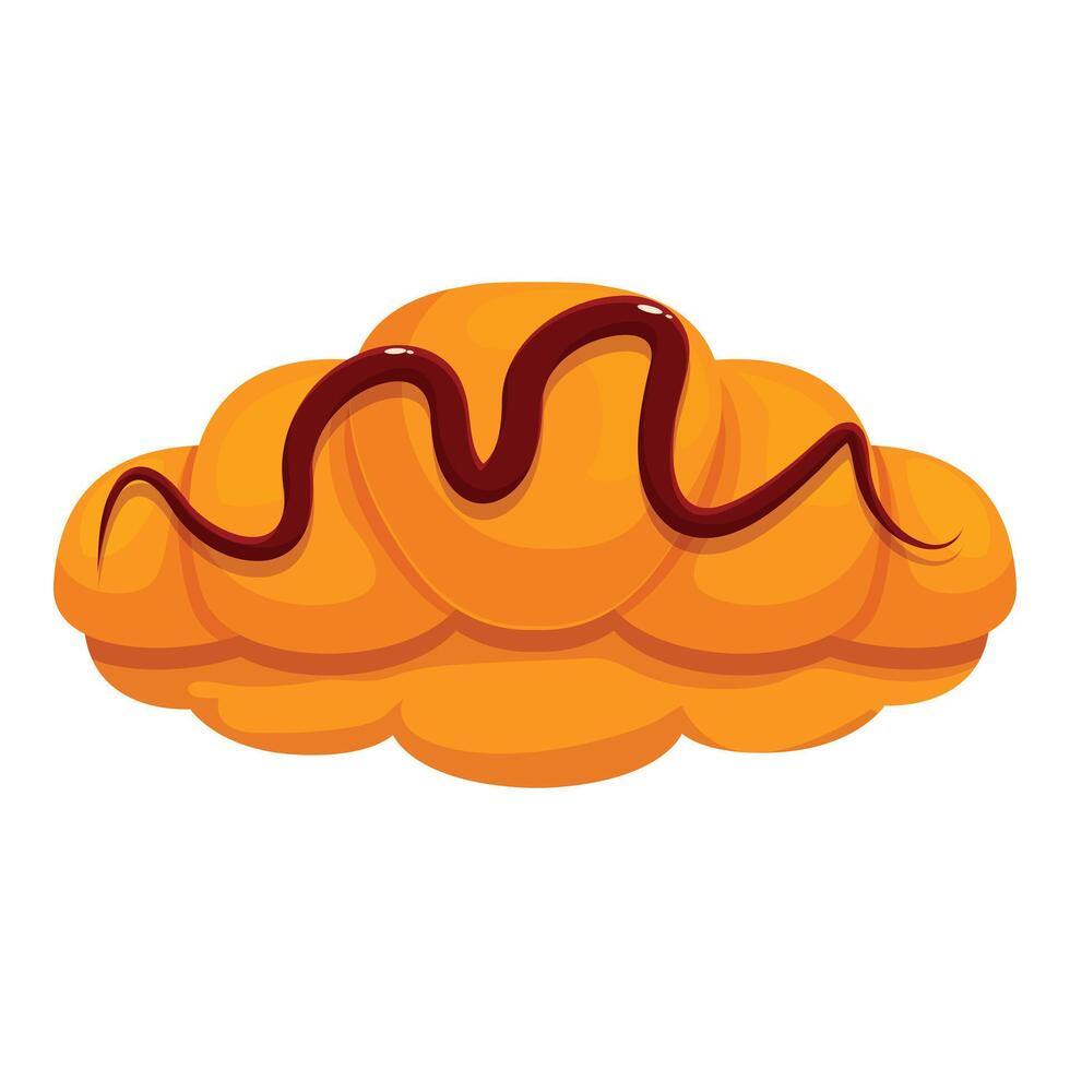 Delicious french croissant covered with chocolate syrup vector