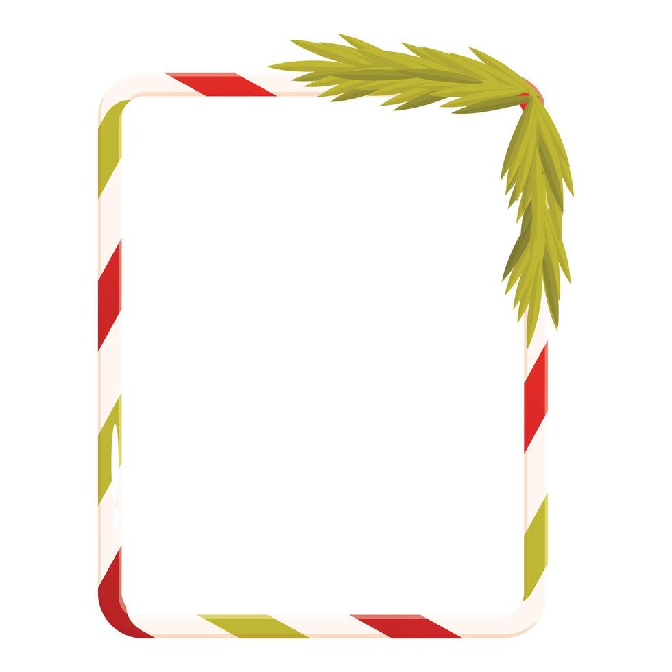 Christmas candy cane border with pine branch holiday frame vector