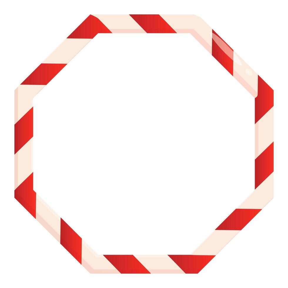 Octagonal christmas candy cane border frame with copy space vector