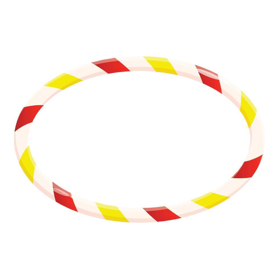 Plastic hula hoop with red and yellow stripes for playing and exercising vector