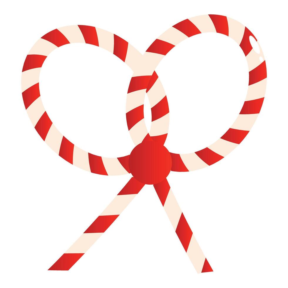 Red and white striped ribbon forming two circles vector