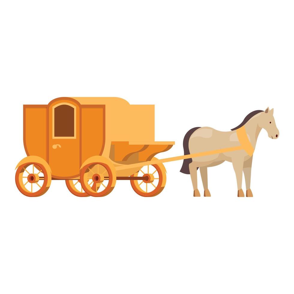 Elegant horse carriage standing with horse ready for riding vector