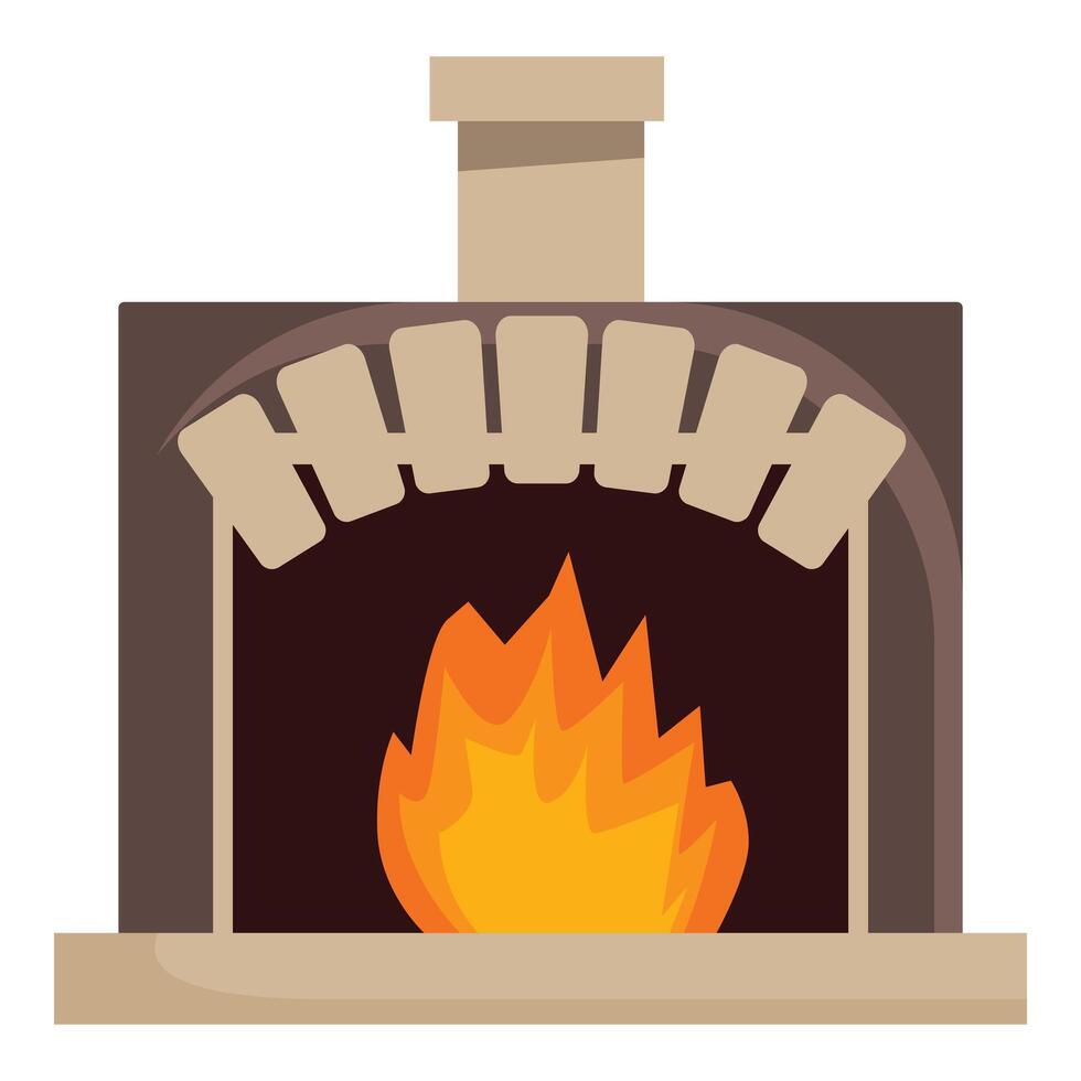 Cozy fireplace is radiating heat with bright flames vector