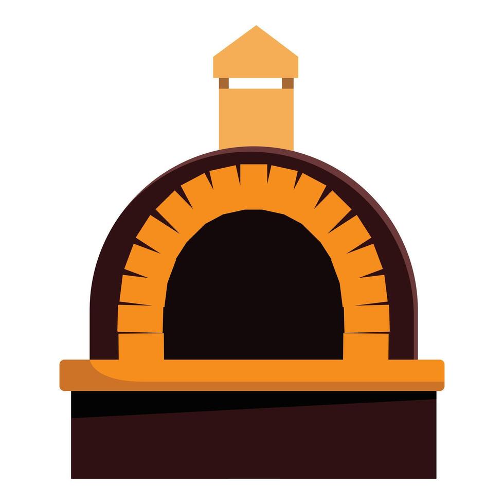 Traditional brick oven burning wood for baking pizza and bread vector
