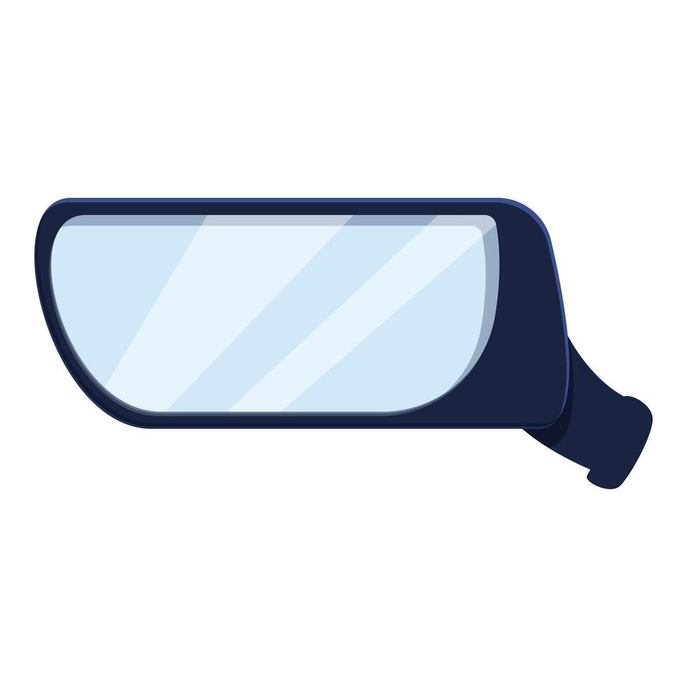 Rearview mirror reflecting clear blue sky on the road vector