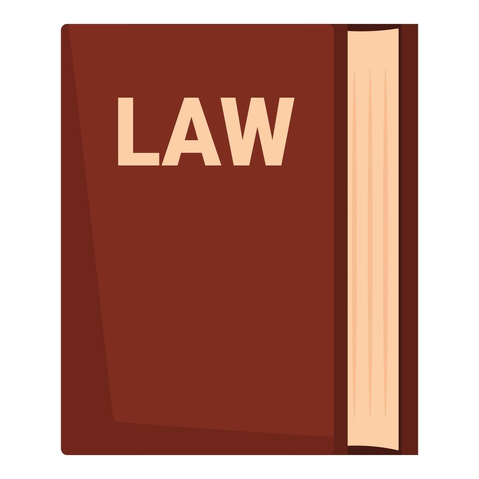 Brown law book standing upright on white background vector