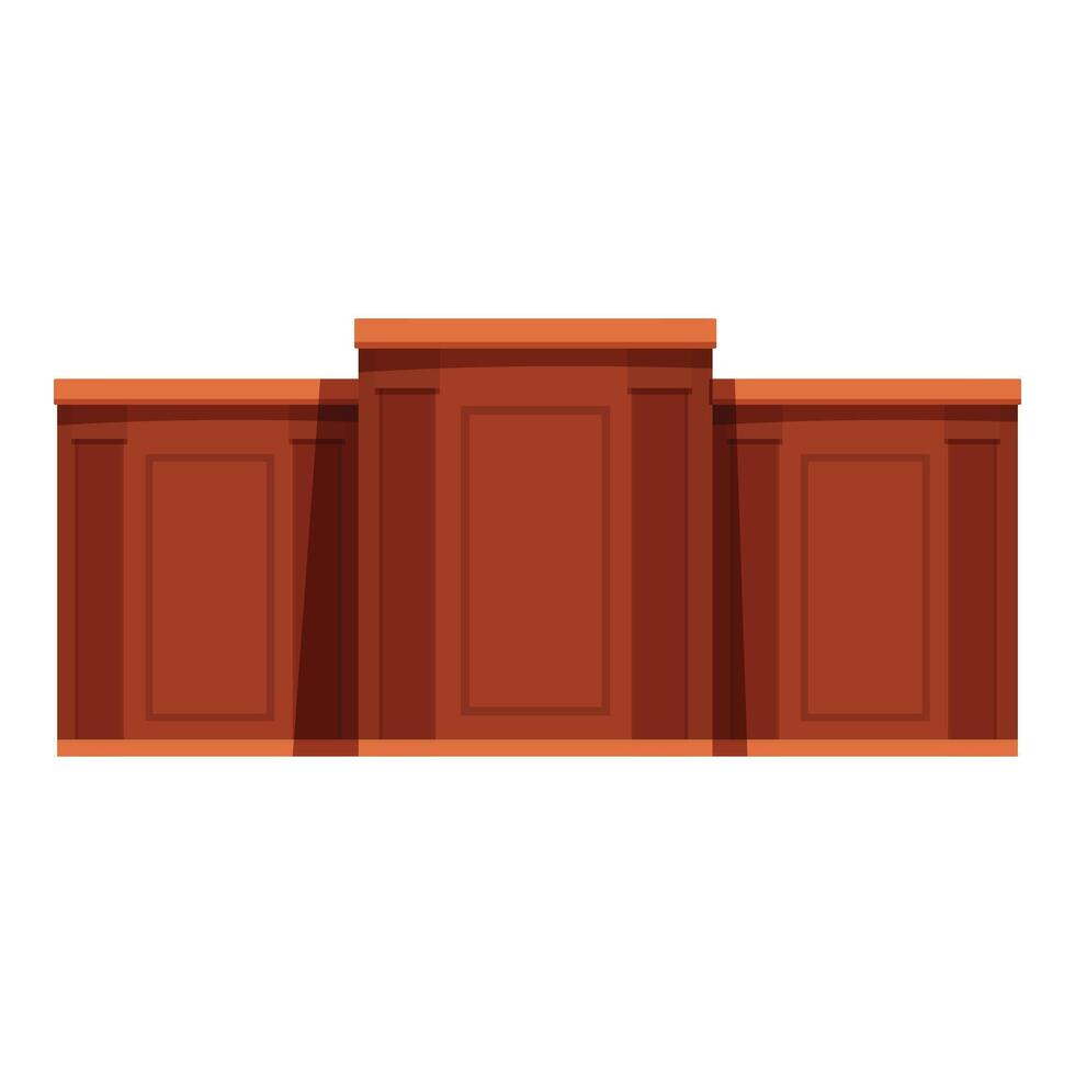 Empty wooden judge tribune with microphones representing law court symbol of justice vector