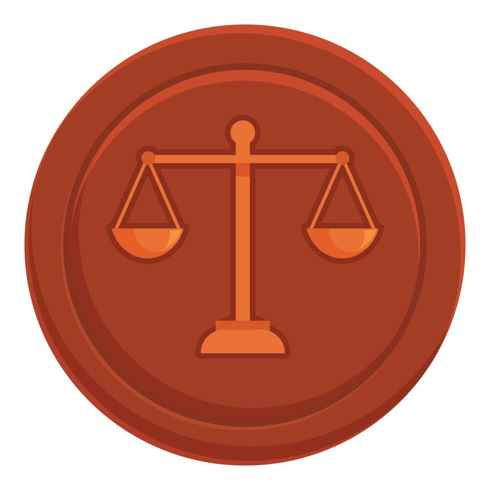 Bronze coin showing scales representing justice and law system vector